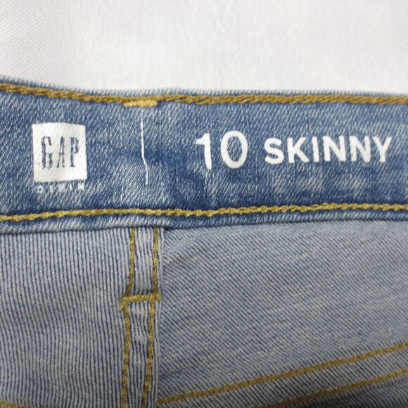 NWT GAP youth JEANS denim SKINNY blue STRETCH adjustable DISTRESSED SIZE 10 - Picture 7 of 13